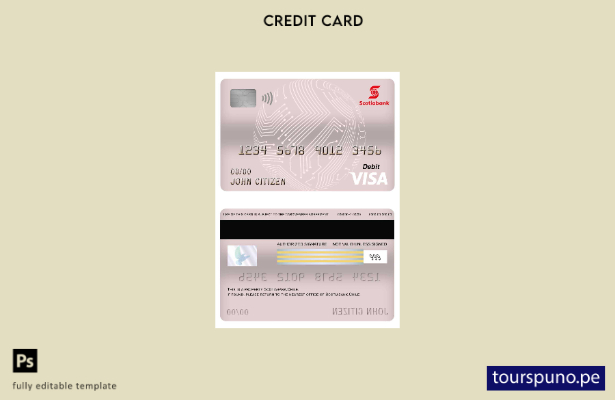 lista para imprimir plantilla de tarjeta de débito visa Scotiabank de Chile